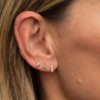 925 Sterling Silver Diamond Prong Drop Flat Back Earring - Image 2