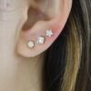 Sterling silver stud earring featuring premium CZ diamond and prong setting