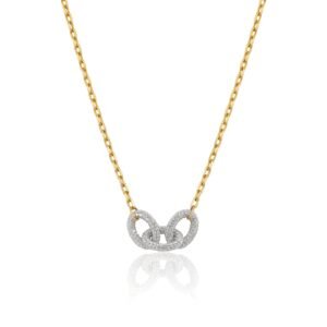 925 Sterling Silver Diamond Puff Link Necklace