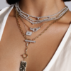 925 Sterling Silver Diamond Puff Link Necklace - Image 2