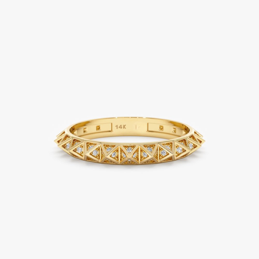 925 Sterling Silver Diamond Pyramid Eternity Ring