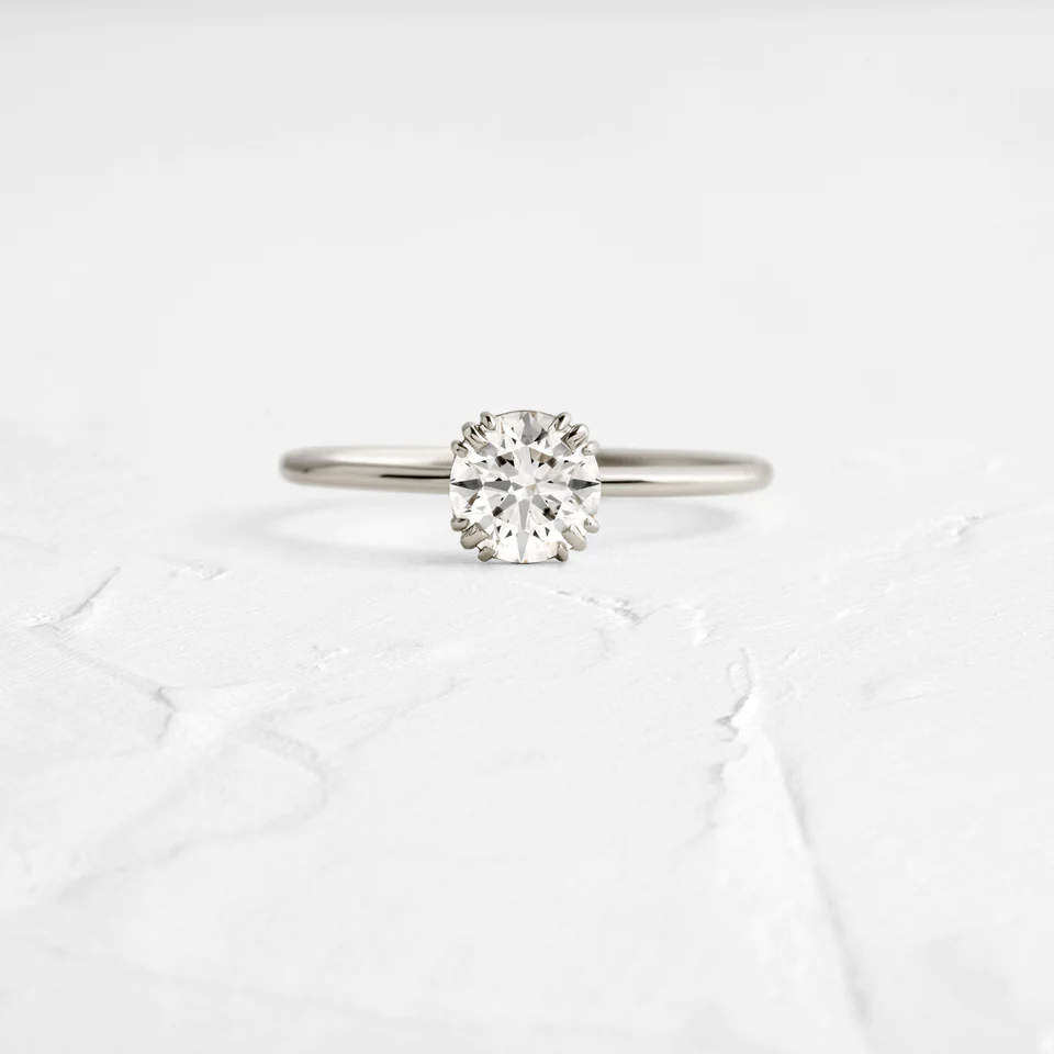 925 Sterling Silver Diamond Ring, 0.7ct. Round Cut Diamond Ring