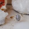 Sterling silver ring with premium CZ diamond and gold plating