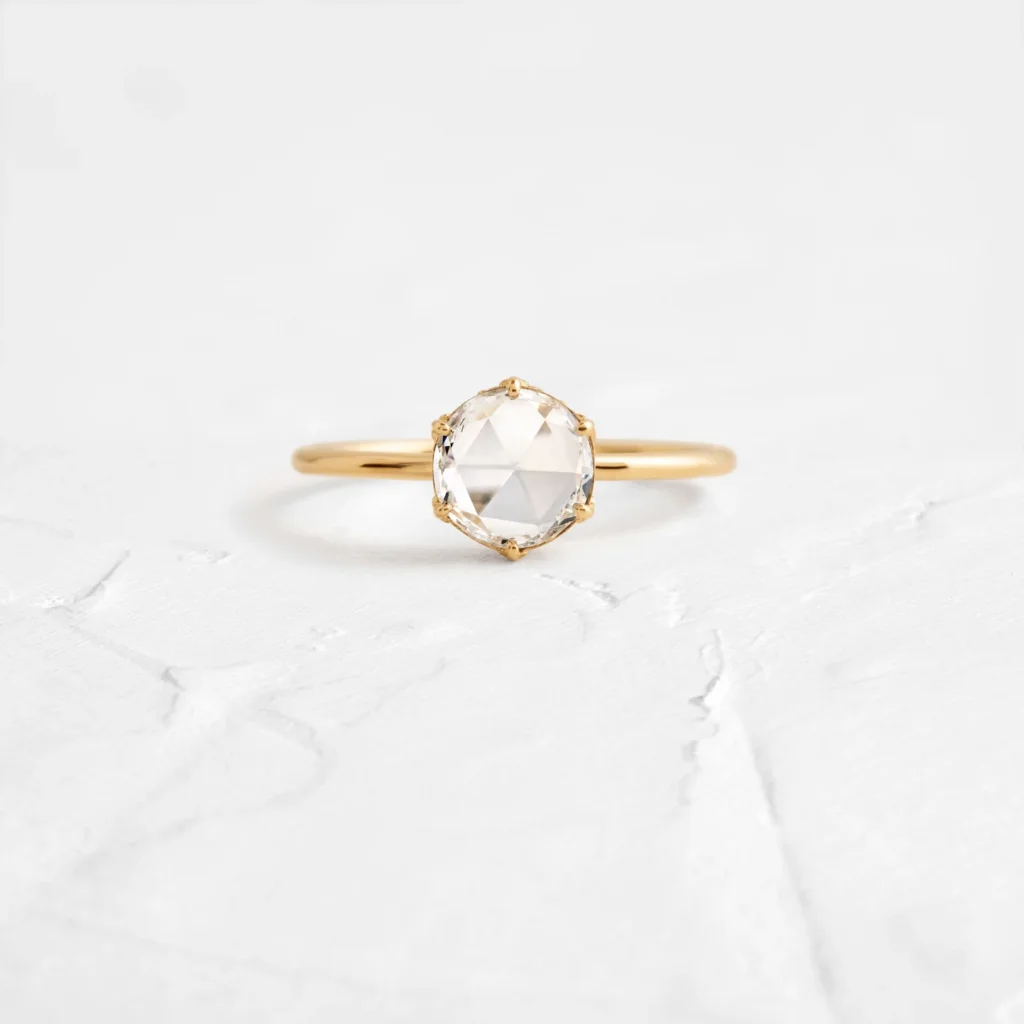 925 Sterling Silver Diamond Rose Basket Ring