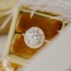 Sterling silver ring with round brilliant diamond style setting