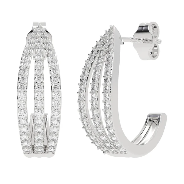 925 Sterling Silver Diamond Round Earring