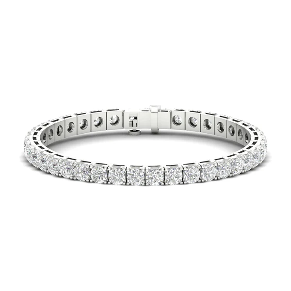 925 Sterling Silver Diamond Round Tennis Bracelet