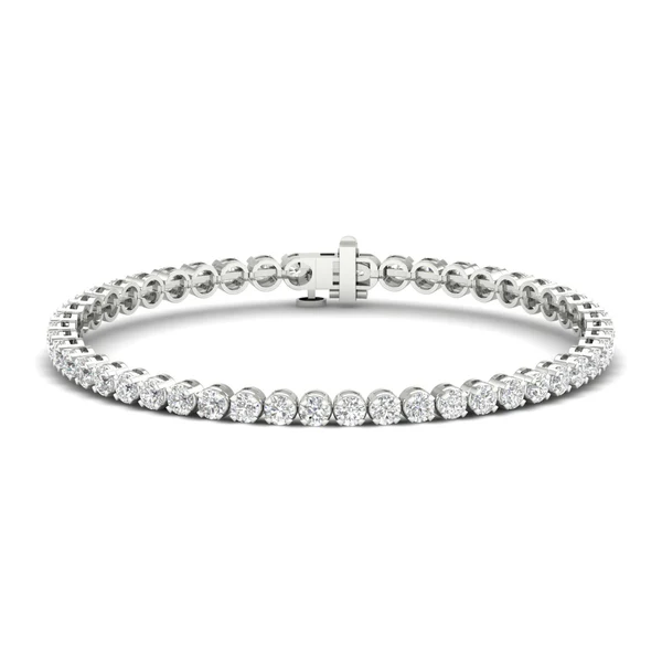 925 Sterling Silver Diamond Round Tennis Bracelet