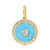 925 Sterling Silver Diamond Round Turquoise Pendant