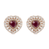 925 Sterling Silver Diamond Ruby Heart Earrings