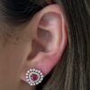 925 Sterling Silver Diamond Ruby Heart Earrings - Image 2