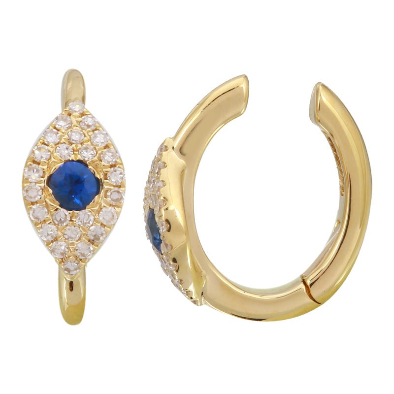 Diamond and sapphire evil eye ear cuff in 925 sterling silver