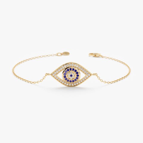 925 Sterling Silver Diamond & Sapphire Lucky Eye Bracelet