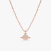 925 Sterling Silver  Diamond Saturn Pendant Necklace - Image 3