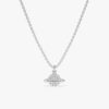925 Sterling Silver  Diamond Saturn Pendant Necklace - Image 4