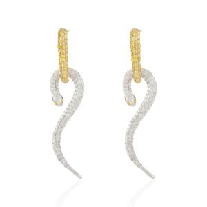 925 Sterling Silver Diamond Serpentine Earrings