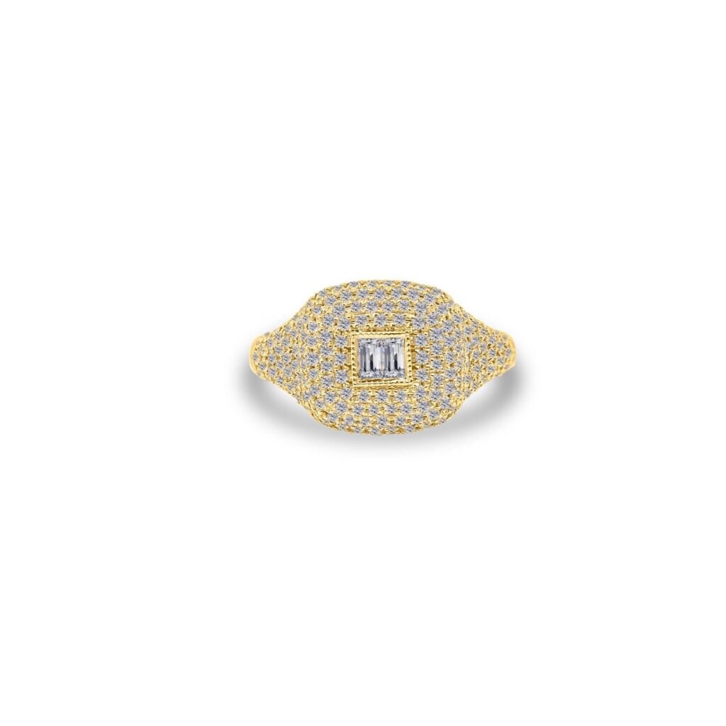 925 Sterling Silver Diamond Signet Pinky Ring