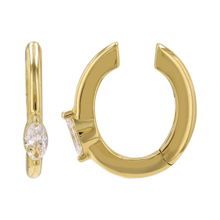 925 Sterling Silver Diamond Single Marquise Ear Cuff