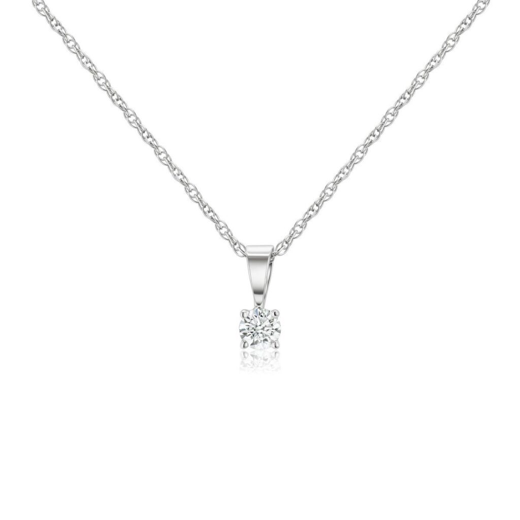 925 Sterling Silver Diamond Solitaire Pendant Necklace