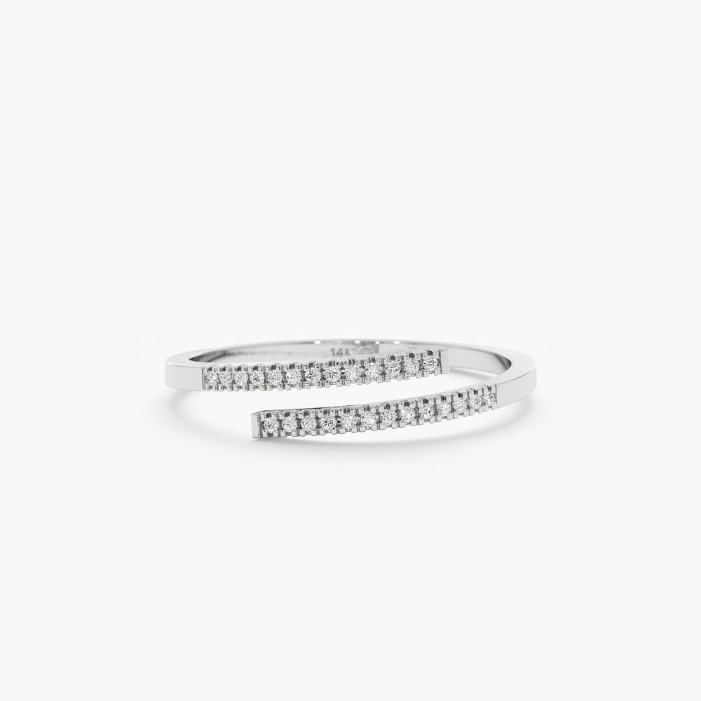 925 Sterling Silver Diamond Spiral Open Ring