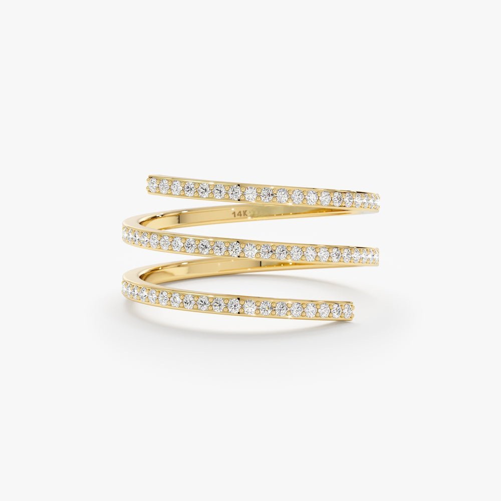 925 Sterling Silver Diamond Spiral Ring