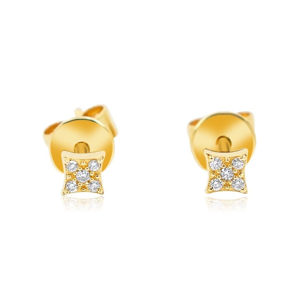 925 Sterling Silver Diamond Square Stud Earring