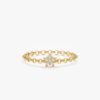 925 Sterling Silver Diamond Star Chain Ring
