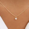 Diamond star charm necklace with six round CZ stones