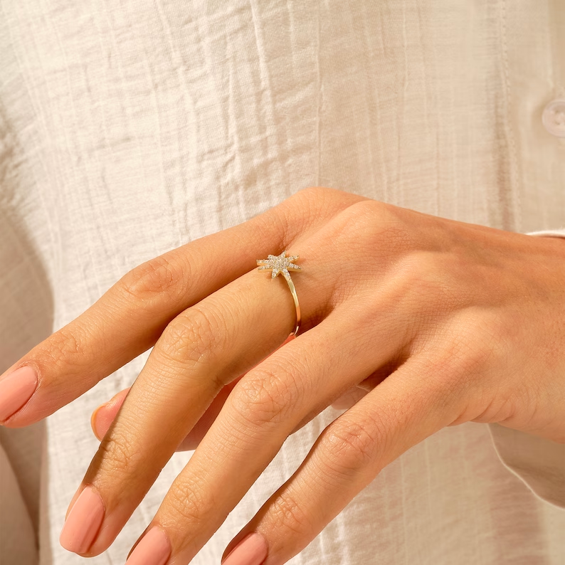 925 Sterling Silver Diamond Star Ring