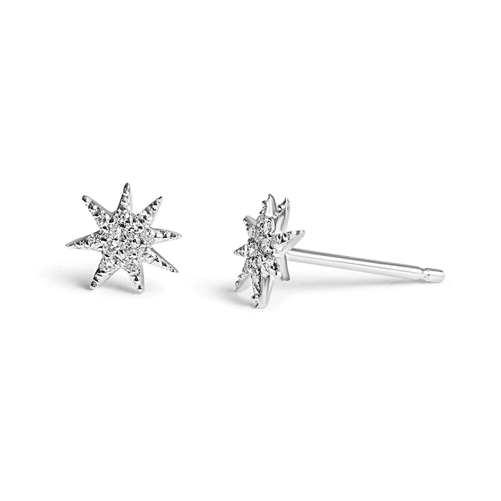 925 Sterling Silver Diamond Star Studs