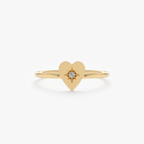 925 Sterling Silver Diamond Starburst Heart Ring
