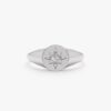 925 Sterling Silver Diamond Starburst Signet Ring - Image 2