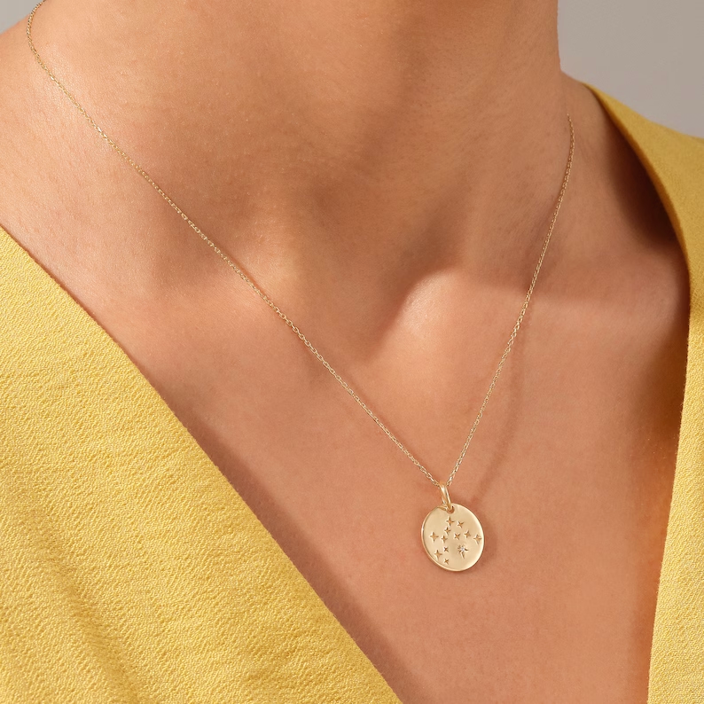 925 Sterling Silver Diamond Stars Medallion Necklace