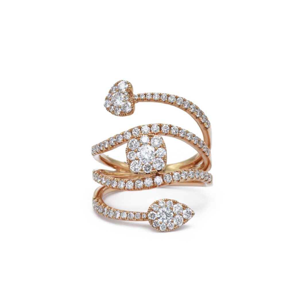 925 Sterling Silver Diamond Swirl Ring