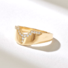Tiara-inspired ring with a wide top and slim band