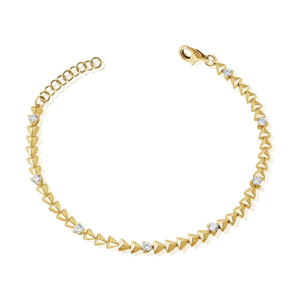 925 Sterling Silver Diamond Triangle Bracelet