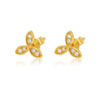 Sterling silver stud earring with premium CZ diamond and floral motif