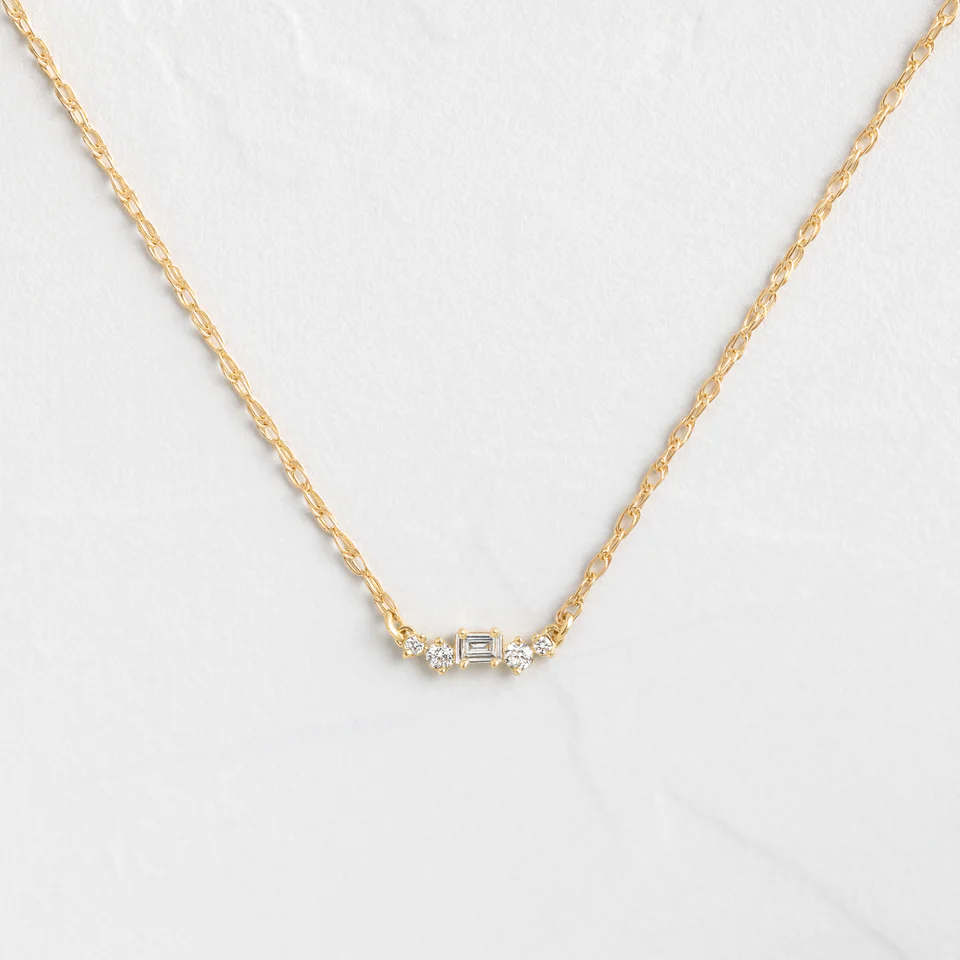 925 Sterling Silver Diamond Trivet Necklace