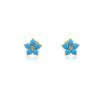 925 Sterling Silver Diamond Turquoise Flower Earring