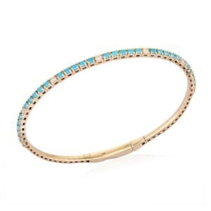 925 Sterling Silver Diamond Turquoise Tennis Bangle