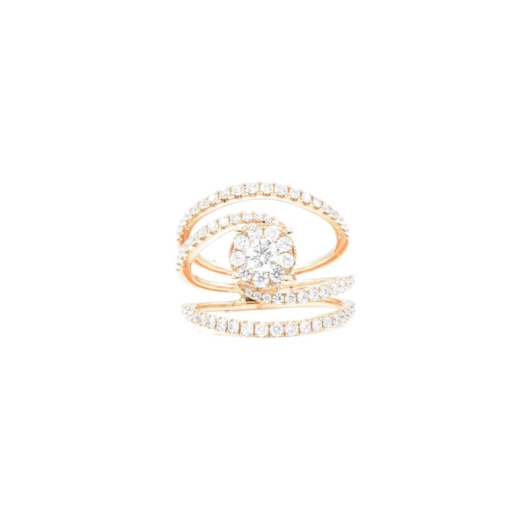 925 Sterling Silver Diamond Wide Swirl Ring