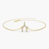 925 Sterling Silver Wishbone Charm Bracelet with diamond sparkle