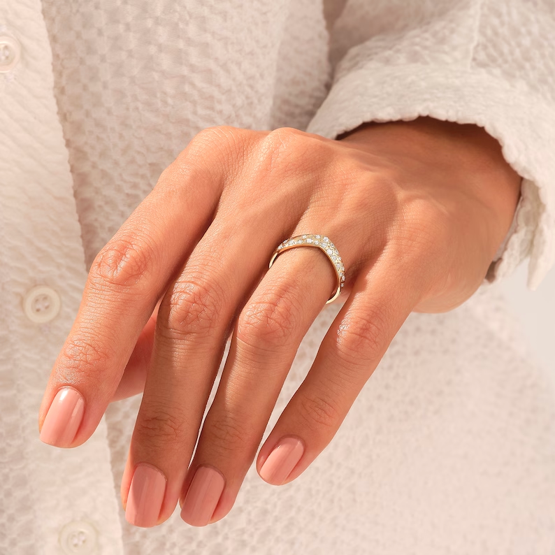 925 Sterling Silver Diamond Wishbone Ring