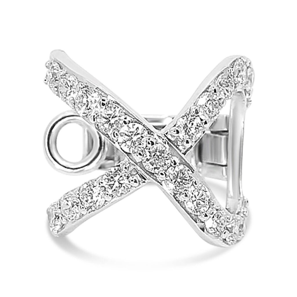 925 Sterling Silver Diamond X Ear Cuff