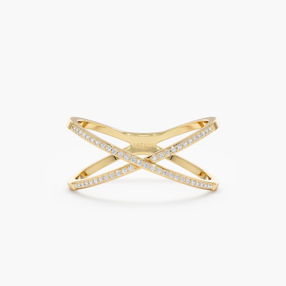 925 Sterling Silver Diamond X Ring