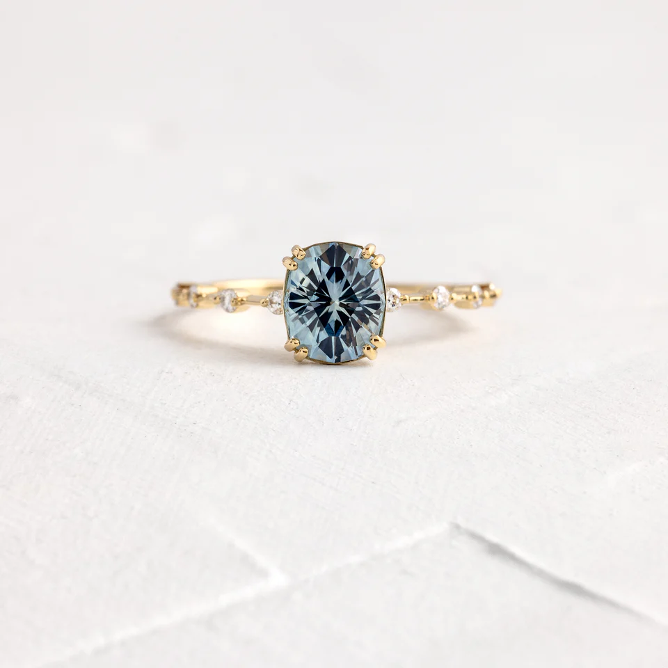 925 Sterling Silver Distance Ring, 1.52ct. Greenish Blue Montana Sapphire 925 Sterling Silver Ring