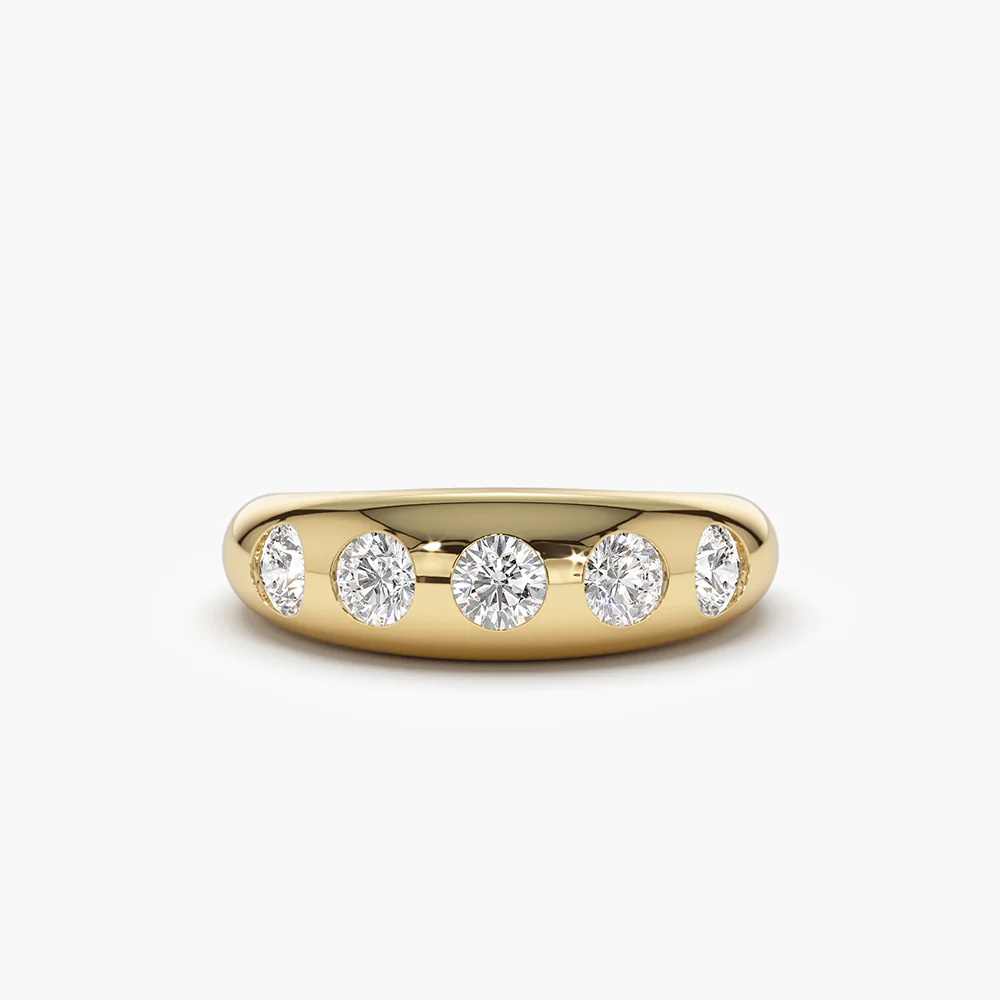 925 Sterling Silver Dome Chunky Statement Diamond Ring