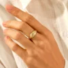 925 Sterling Silver Dome Ring with Star Set Diamond - Image 3