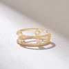 Double band sterling silver ring with round bezel-set detail