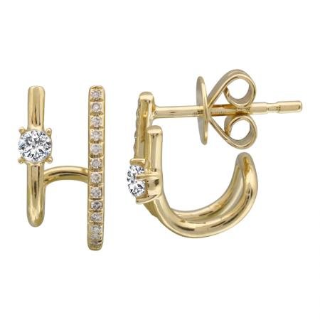 925 Sterling Silver Double Cage Diamond Lobe Earrings